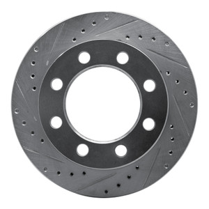 R1 71-97 Dodge D300 Front Left Drilled & Slotted Silver Brake Rotor