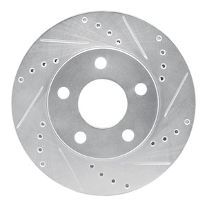 R1 87-90 Chrysler Town & Country Front Right Drilled & Slotted Silver Brake Rotor