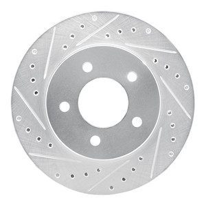 R1 87-90 Dodge DAKOTA 4WD Front Right Drilled & Slotted Silver Brake Rotor