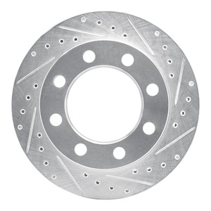 R1 89-93 Dodge W350 Front Right Drilled & Slotted Silver Brake Rotor