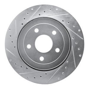 R1 06-10 Jeep Grand Cherokee Rear Left Drilled & Slotted Silver Brake Rotor