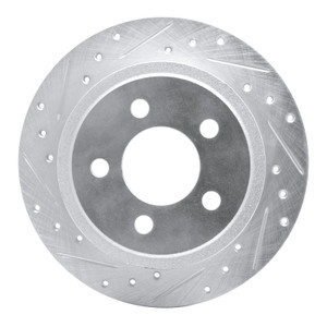 R1 03-07 Jeep TJ (Canada - See Wrangler for US) Rear Left Drilled & Slotted Silver Brake Rotor