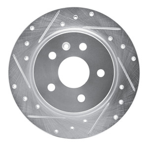 R1 11-22 Buick Encore Rear Left Drilled & Slotted Silver Brake Rotor