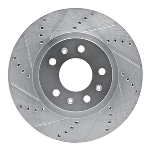 R1 03-07 Cadillac CTS Front Left Drilled & Slotted Silver Brake Rotor