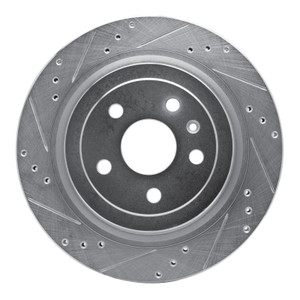 R1 08-14 Cadillac CTS Rear Left Drilled & Slotted Silver Brake Rotor