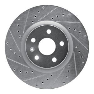 R1 08-17 Cadillac CTS Front Left Drilled & Slotted Silver Brake Rotor