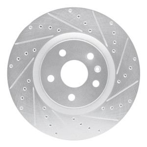R1 08-17 Cadillac CTS Front Right Drilled & Slotted Silver Brake Rotor