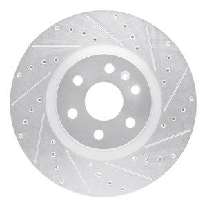 R1 10-16 Cadillac SRX Front Right Drilled & Slotted Silver Brake Rotor