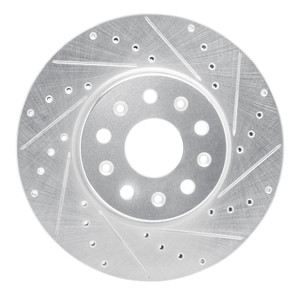 R1 16-25 Cadillac CT5 Front Right Drilled & Slotted Silver Brake Rotor