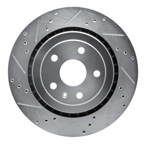 R1 16-24 Cadillac ATS Rear Left Drilled & Slotted Silver Brake Rotor