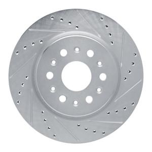 R1 17-25 Buick Enclave Rear Right Drilled & Slotted Silver Brake Rotor
