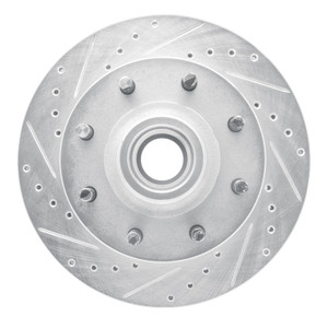 R1 01-02 Chevrolet Express 3500 Front Left Drilled & Slotted Silver Brake Rotor
