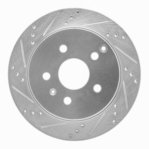 R1 10-17 Chevrolet Equinox Rear Left Drilled & Slotted Silver Brake Rotor