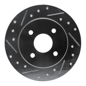 R1 91-98 Saturn SW1 Rear Left Drilled & Slotted Silver Brake Rotor