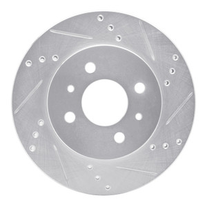 R1 91-02 Saturn SC Front Right Drilled & Slotted Silver Brake Rotor