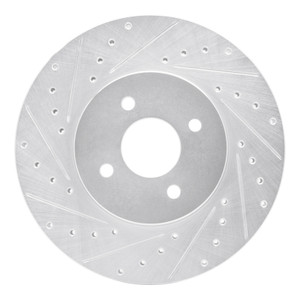 R1 02-04 Ford Focus Front Left Drilled & Slotted Silver Brake Rotor