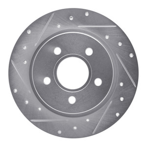 R1 12-18 Ford Focus Rear Left Drilled & Slotted Silver Brake Rotor