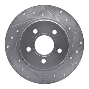 R1 12-18 Ford Focus Rear Right Drilled & Slotted Silver Brake Rotor