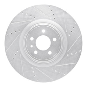 R1 13-14 Ford Mustang Front Right Drilled & Slotted Silver Brake Rotor