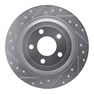 R1 15-23 Ford Mustang Rear Left Drilled & Slotted Silver Brake Rotor