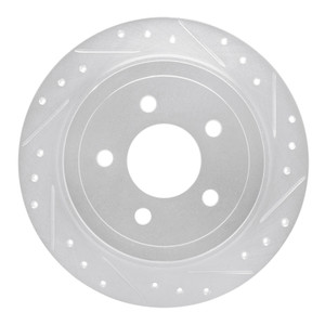 R1 03-05 Ford Explorer Sport Rear Right Drilled & Slotted Silver Brake Rotor