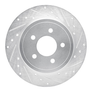 R1 05-08 Ford Escape Rear Right Drilled & Slotted Silver Brake Rotor