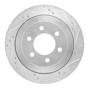 R1 07-17 Ford Expedition Rear Right Drilled & Slotted Silver Brake Rotor