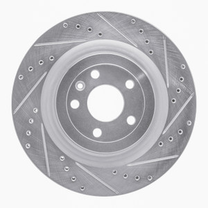 R1 13-19 Ford Explorer Front Right Drilled & Slotted Silver Brake Rotor