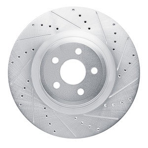 R1 19-24 Ford Edge Front Right Drilled & Slotted Silver Brake Rotor