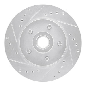 R1 84-87 Lincoln Mark VII Front Left Drilled & Slotted Silver Brake Rotor