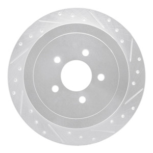 R1 03-11 Lincoln Town Car Rear Right Drilled & Slotted Silver Brake Rotor
