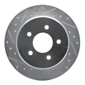 R1 91-95 Ford Crown Victoria Rear Left Drilled & Slotted Silver Brake Rotor