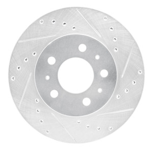 R1 95-97 Ford Crown Victoria Front Right Drilled & Slotted Silver Brake Rotor