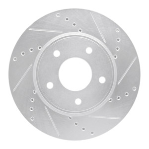 R1 11-25 Chevrolet City Express Front Right Drilled & Slotted Silver Brake Rotor