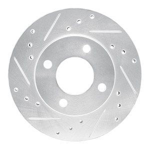 R1 92-00 Dodge COLT Front Left Drilled & Slotted Silver Brake Rotor