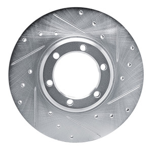 R1 79-86 Dodge D50 Front Right Drilled & Slotted Silver Brake Rotor