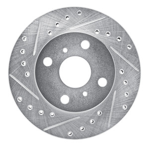 R1 88-92 Geo Prizm Front Left Drilled & Slotted Silver Brake Rotor