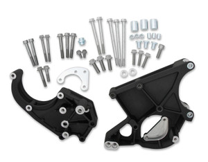 Holley Accessory Drive Bracket Kit - LS - Passenger & Driver Side Brackets - Fits SD508 or SD7 Compressor - Black - 20-132BK