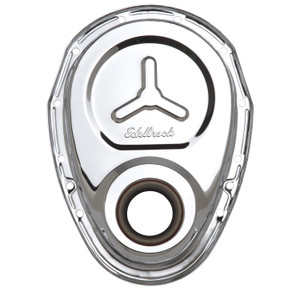 Timing Cover SBC Stamped Steel W/Welded Star & Logo Chrome (4860)