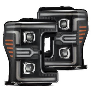 AlphaRex 17-19 Ford F-250/350/450/550 Super Duty LUXX-Series LED Proj Headlights Blk w/SS & SBDRL