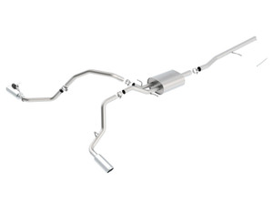Borla 14 Silv/Sierra C/B Exhaust S-Type 1500 5.3L V8 AT/MT 2&4WD Ext Cab Split Side Exit