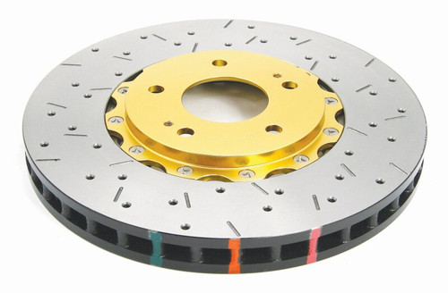 DBA 03-05 Evo 8/9 Front Drilled & Slotted 5000 Series 2 Piece Rotor Assembled w/ Gold Hat