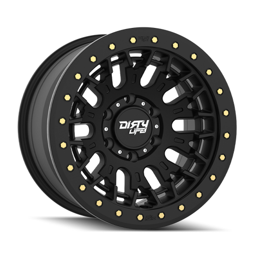 Dirty Life DT-3 17X9 6x139.7 -12 Offset - Satin Black w/ Simulated Beadlock