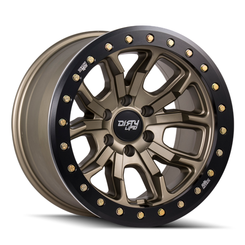 Dirty Life 9303 DT-1 17x9 / 6x139.7 BP / -12mm Offset / 106mm Hub Satin Gold Wheel - Beadlock