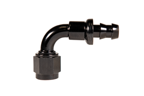 Fleece Performance Universal -6AN 90Deg to Hose Barb - Black