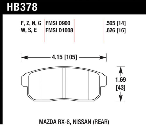Hawk 03-07 RX8 HP+ Street Rear Brake Pads (D1008)