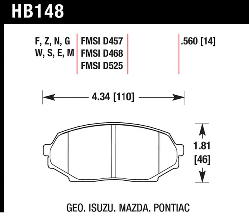 Hawk 89-93 Miata HPS Street Front Brake Pads (D525)
