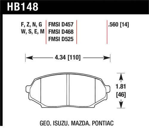 Hawk 89-93 Miata Blue 9012 Race Front Brake Pads D525