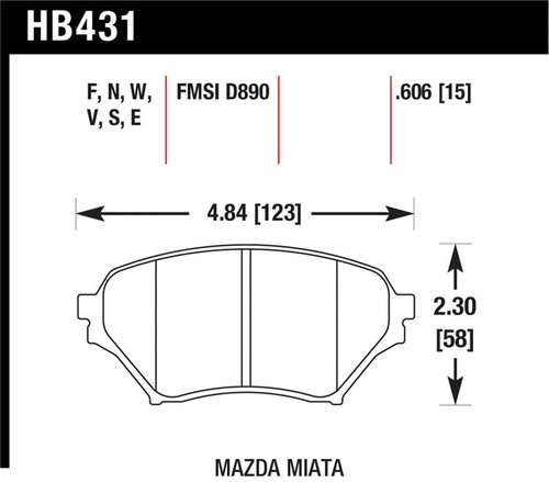 Hawk 01-05 Miata w/ Sport Suspension Blue 9012 Front Brake Pads D890