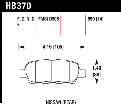 Hawk 03-07 350z / G35 / G35X w/o Brembo HPS Street Rear Brake Pads